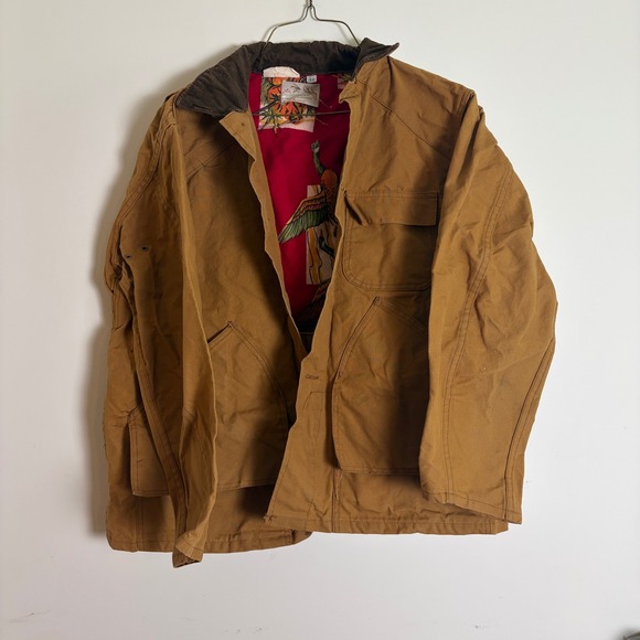 Penneys Foremost Other - Vintage Penneys Foremost Hunting Jacket Brown Canvas Game Bag Corduroy Collar